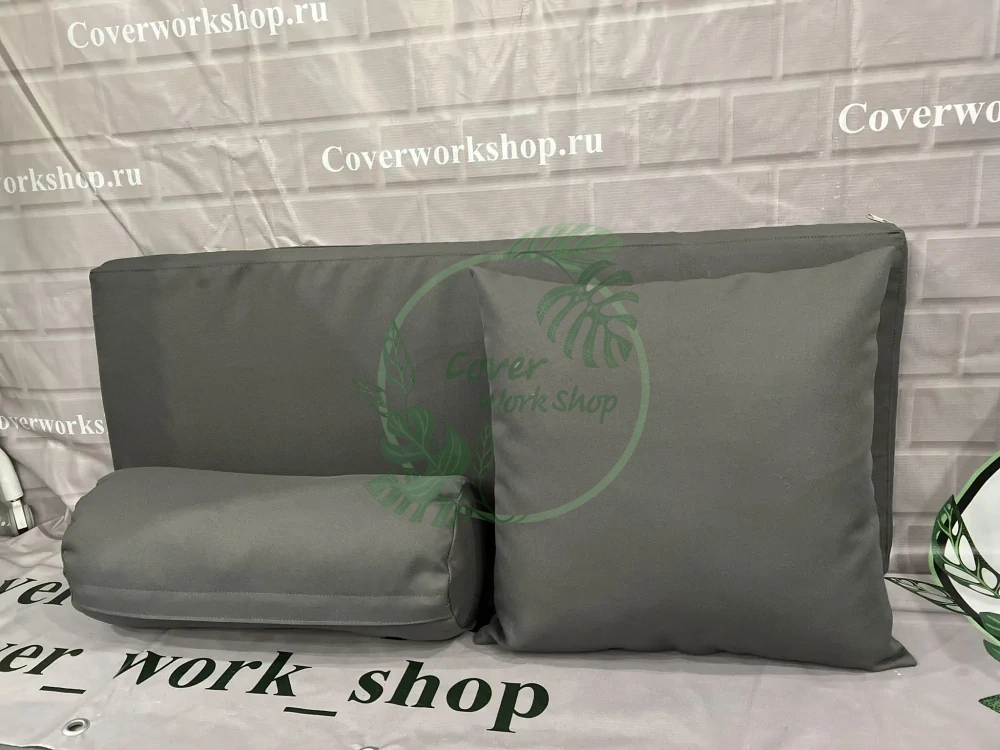 Матрас на подоконник из ткани рогожка Mura Gray. В комплекте валик и подушка.